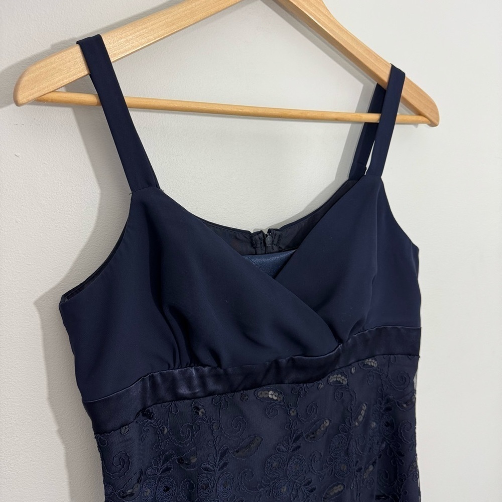 Vintage Y2K Babydoll Dress + Lace Jacket Sz 8 M Navy Sequin Floral Party Prom